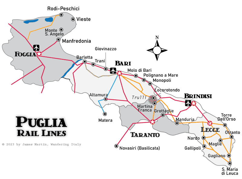 Puglia rail lines map